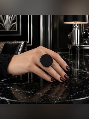 7 7.5 8 Handmade Ring Black Onyx Gem Solid 925 Sterling Silver Gemstone Fine Art
